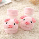 Pig Cartoon Rattle Socks | Non - Slip Grip for Baby and Toddler - Smitten Bub Co.