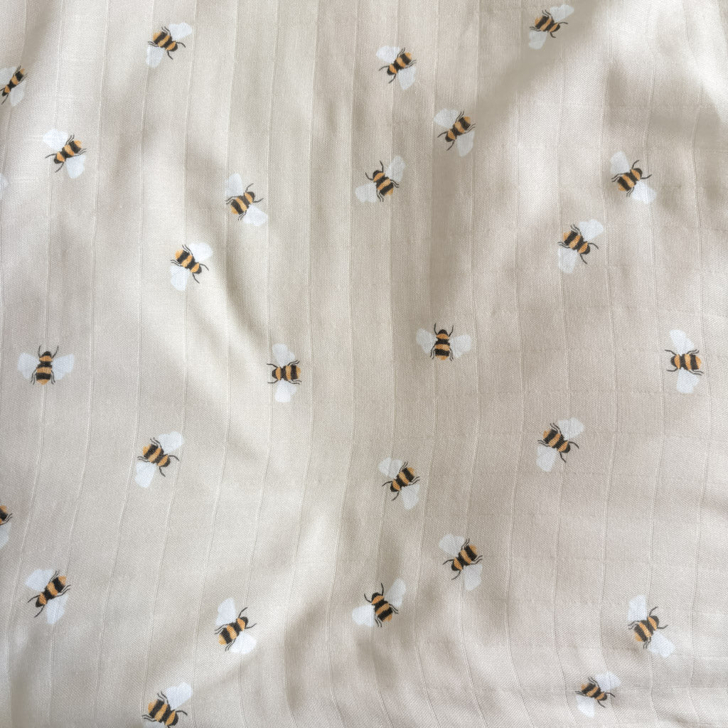 BUMBLE BEES | Bamboo Cotton Muslin Swaddle - Smitten Bub Co.