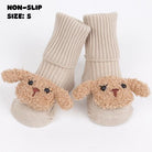 Beige Dog Character Socks | Non - Slip Grip for Baby and Toddler - Smitten Bub Co.