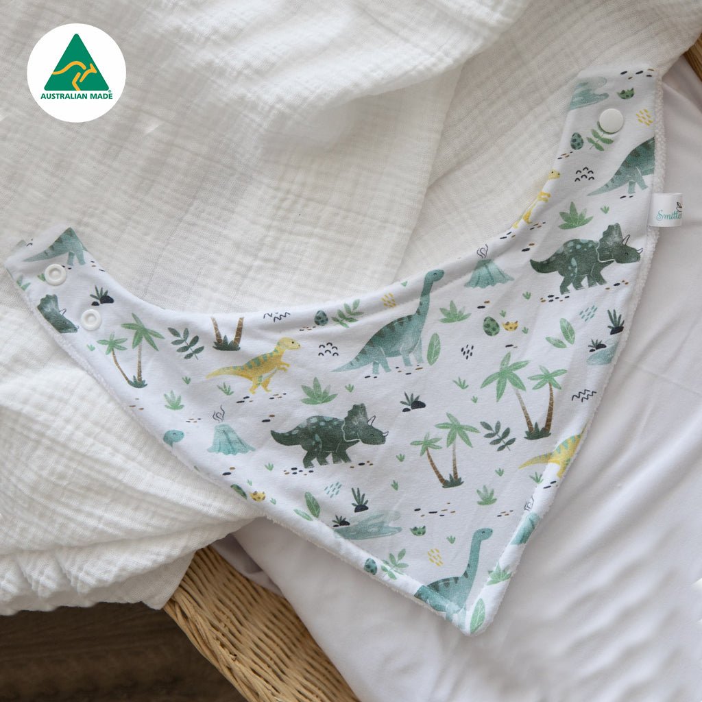 Green Dinosaur Bandana Bib - Smitten Bub Co.