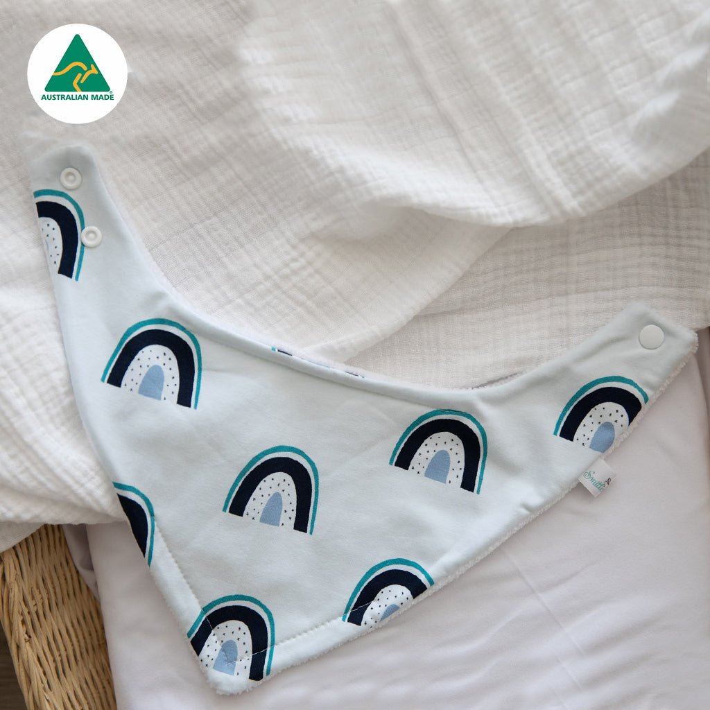 Blue Rainbows Bandana Baby Bib - Smitten Bub Co.