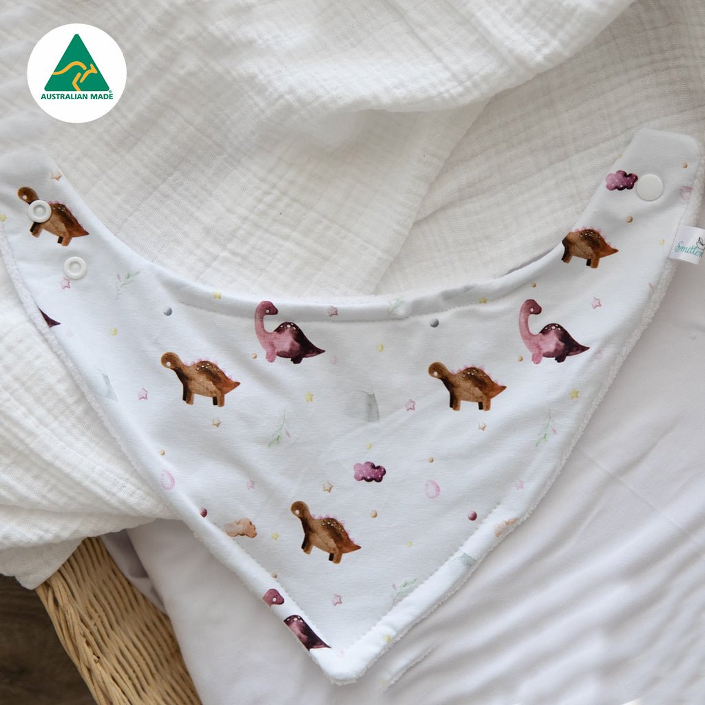 Pink Dino Bandana Bib - Smitten Bub Co.