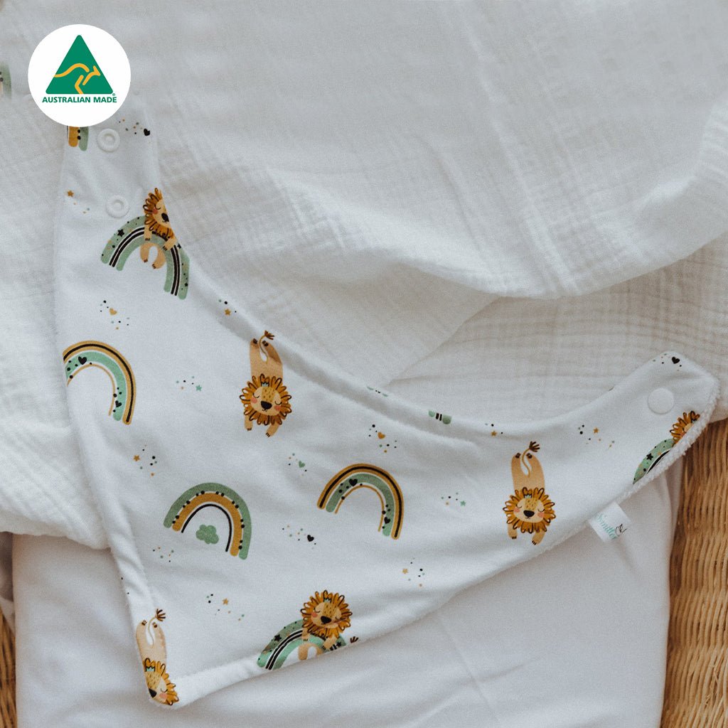 Lions & Rainbows Bandana Baby Bib - Smitten Bub Co.