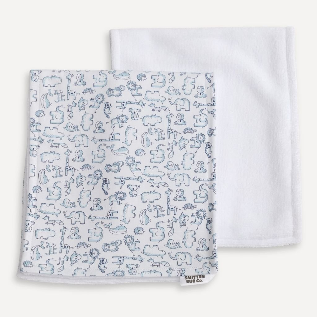 BLUE ANIMALS | Burp Cloth - Smitten Bub Co.