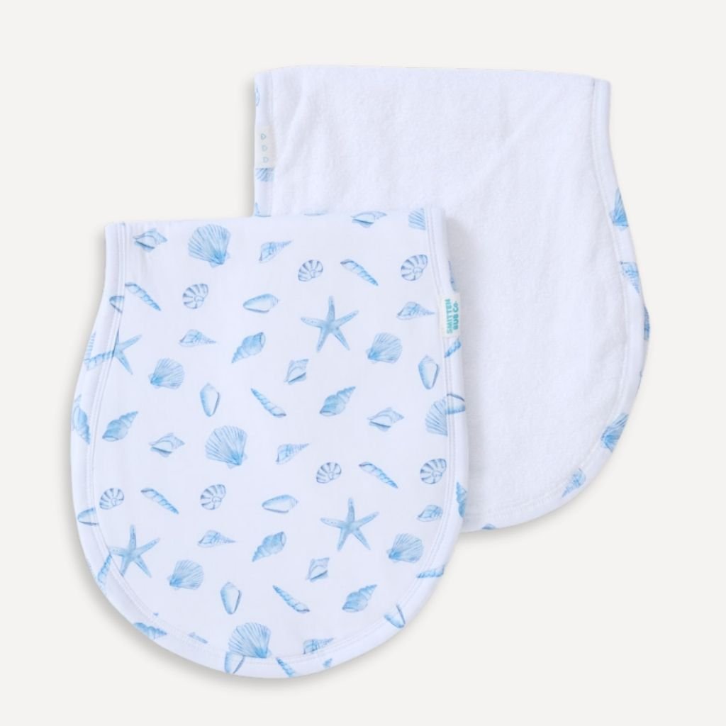 BLUE SEASHELLS | Burp Cloth - Smitten Bub Co.