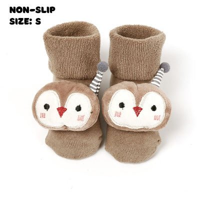 Brown Owl Character Socks | Non - Slip Grip for Baby and Toddler - Smitten Bub Co.