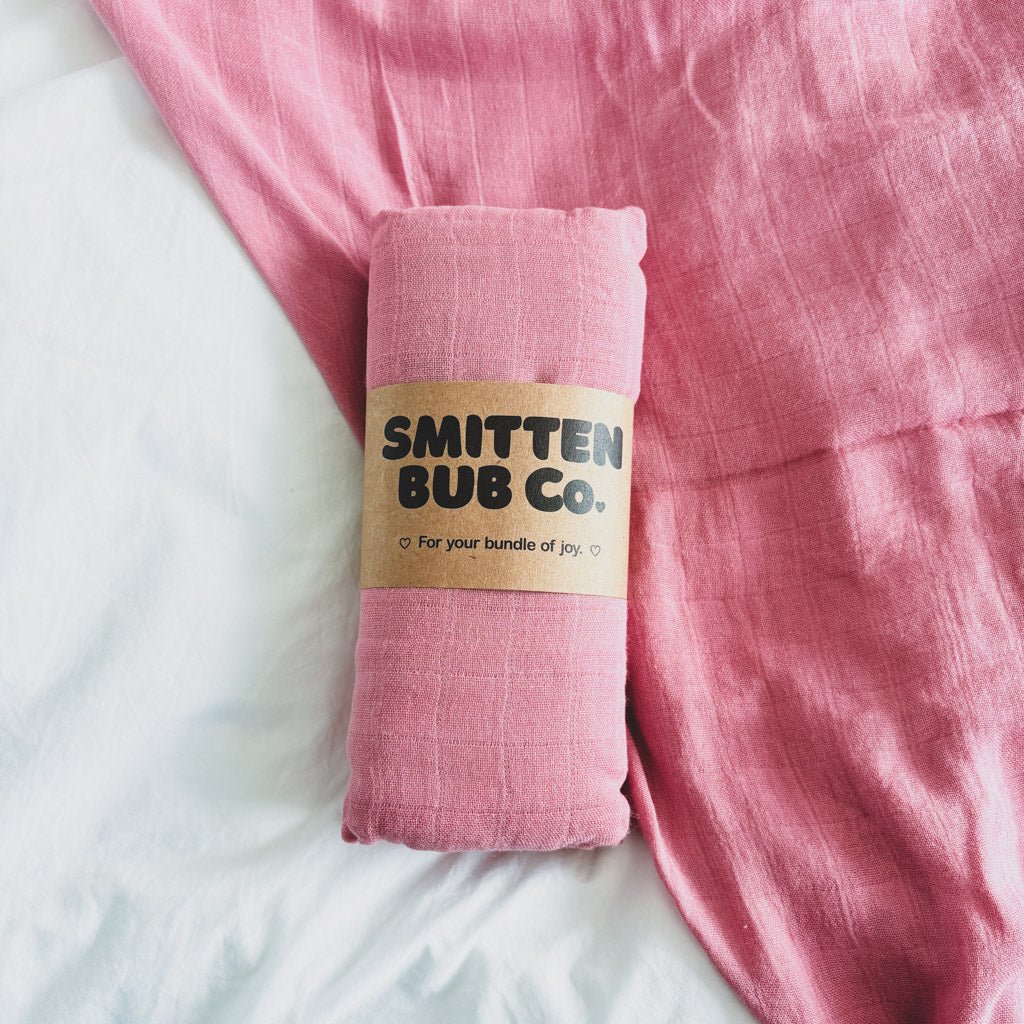 DUSTY BURGUNDY | Bamboo Cotton Muslin Swaddle - Smitten Bub Co.