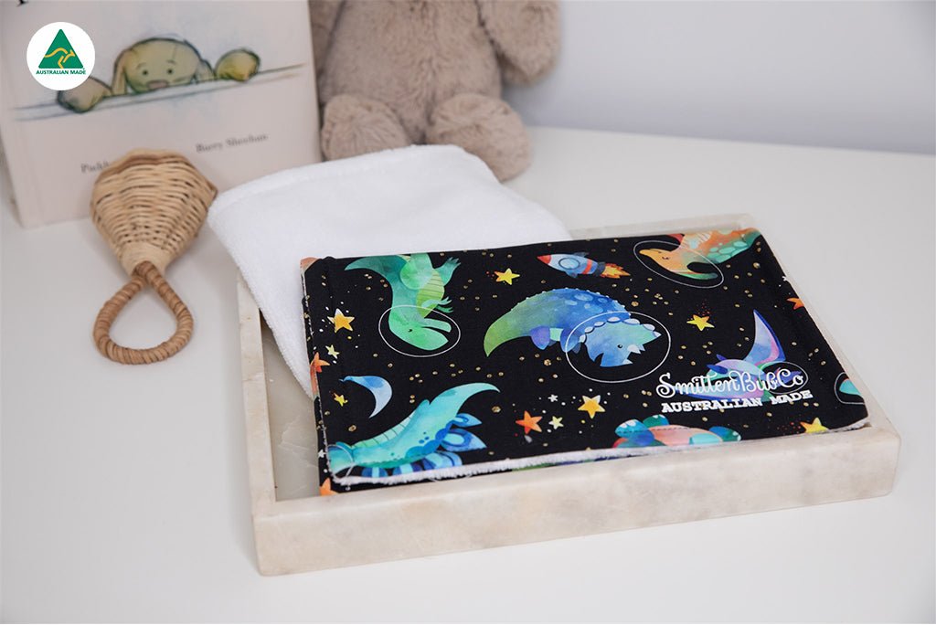 Space Dinosaurs Burp Cloth - Smitten Bub Co.