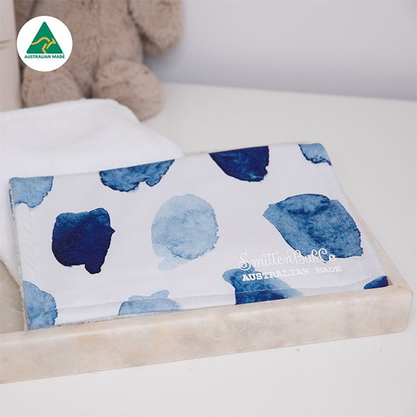 Blue Aquarelle Burp Cloth - Smitten Bub Co.