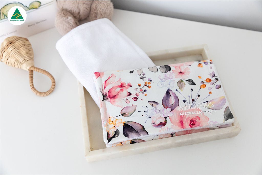Pink Posie Burp Cloth - Smitten Bub Co.