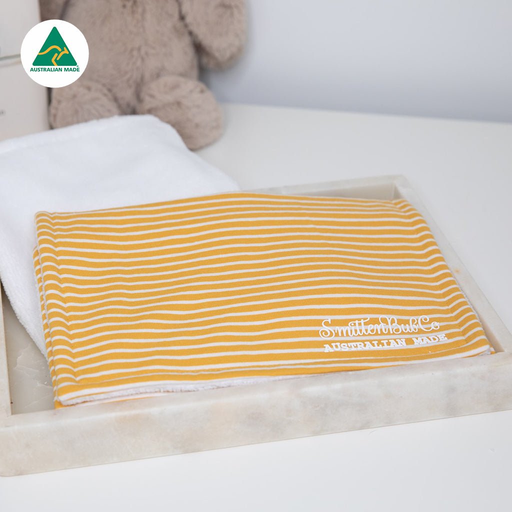 Mustard Stripe Burp Cloth - Smitten Bub Co.