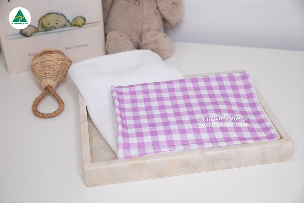 Lilac Purple Gingham Burp Cloth - Smitten Bub Co.