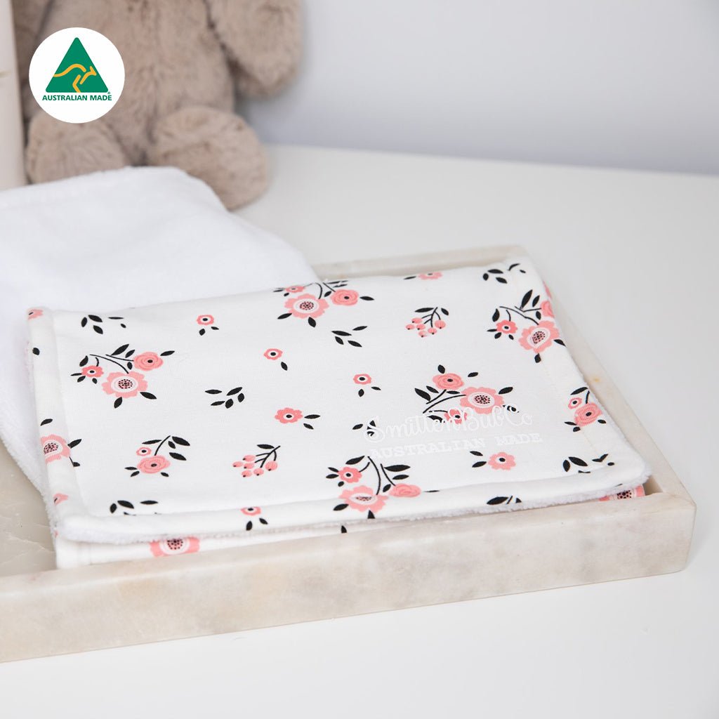Pink Bouquets Burp Cloth - Smitten Bub Co.