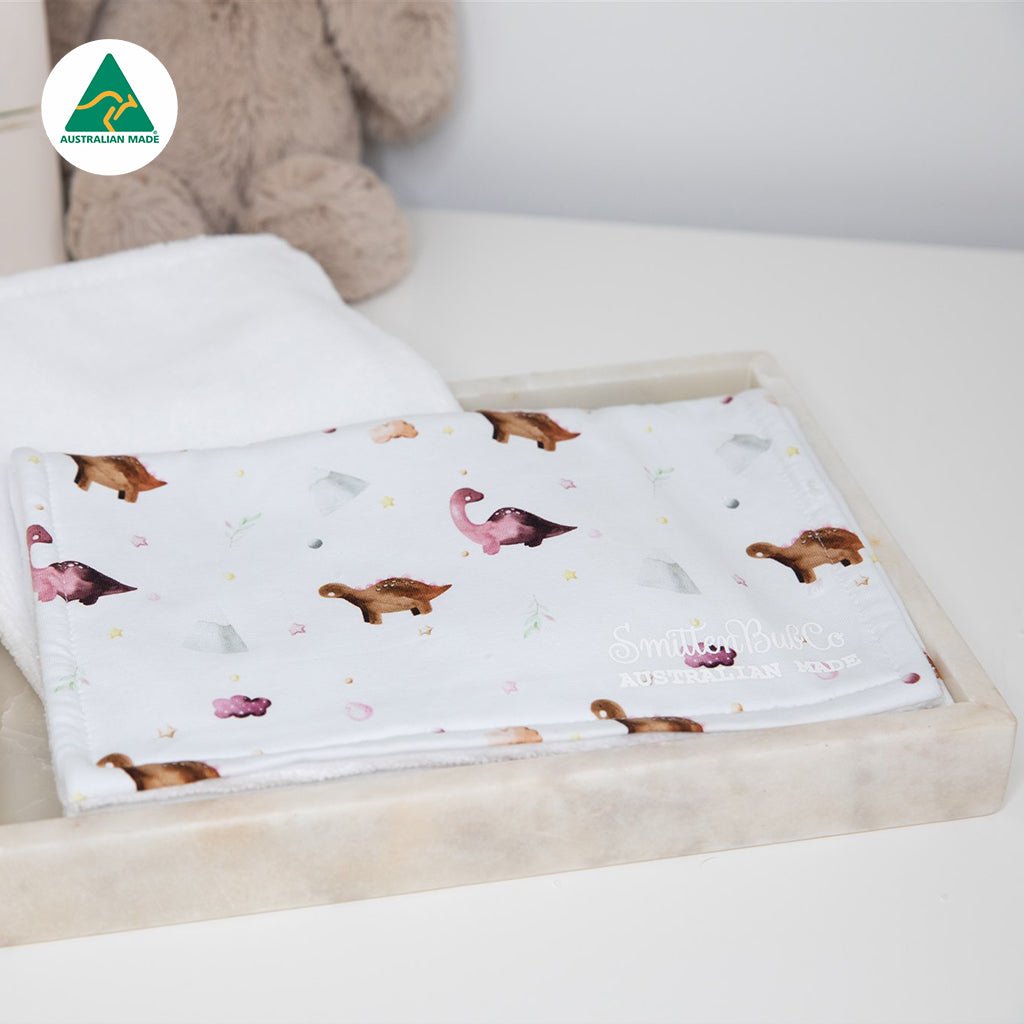 Pink Dino Burp Cloth - Smitten Bub Co.