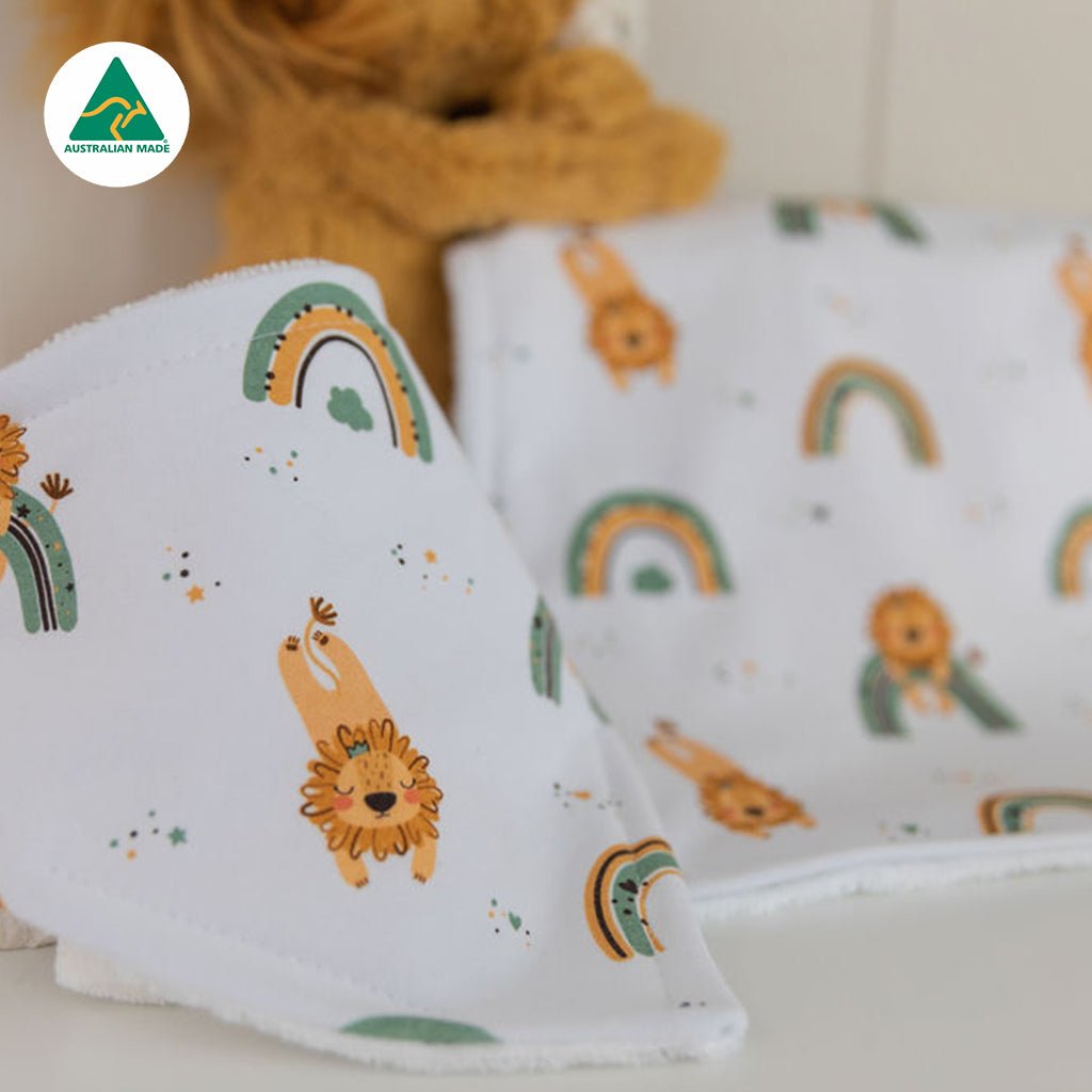 Lion & Rainbows Burp Cloth - Smitten Bub Co.