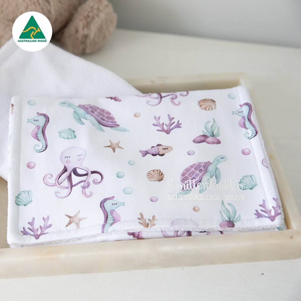 Under the Sea, Octopus & Turtles Burp Cloth - Smitten Bub Co.