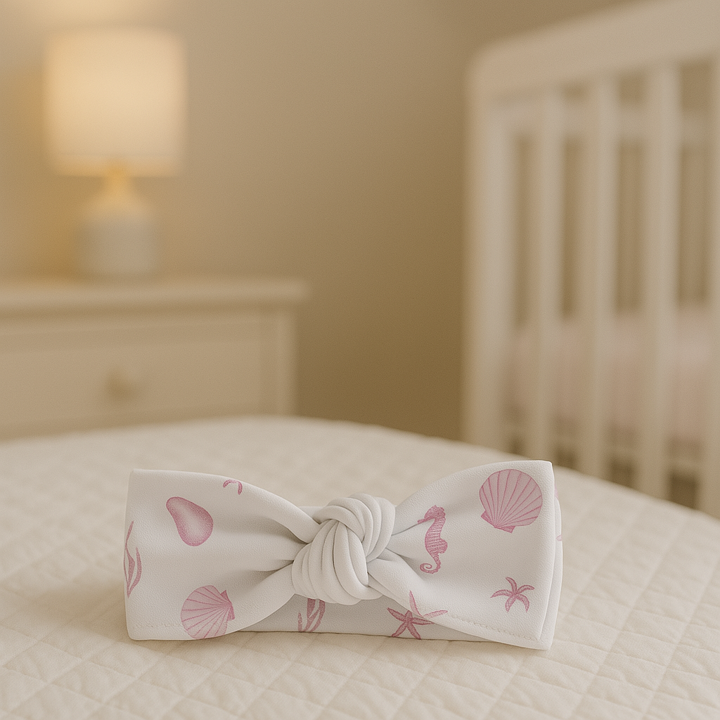 Pink Sea Shells Topknot Bow
