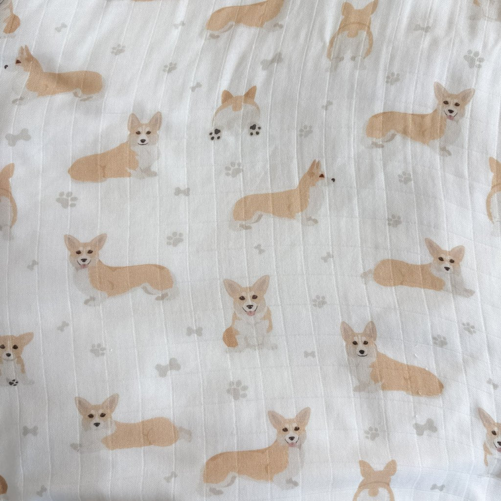 CORGI | Bamboo Cotton Muslin Swaddle - Smitten Bub Co.