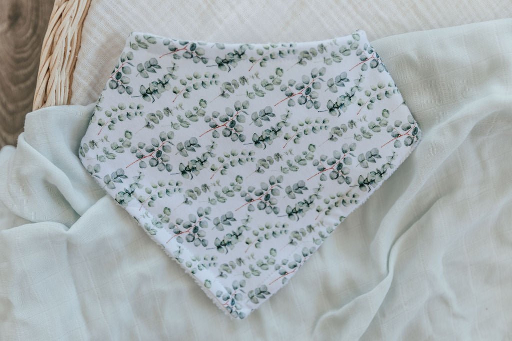 Z Small Eucalyptus Bandana Baby Bib - Smitten Bub Co.