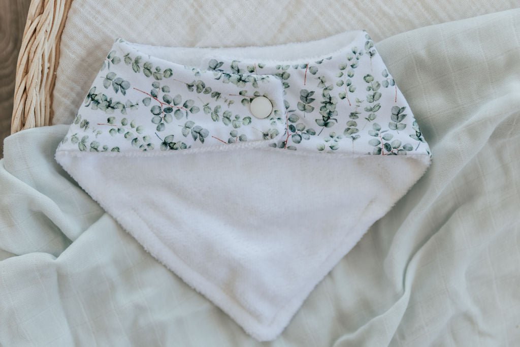 Z Small Eucalyptus Bandana Baby Bib - Smitten Bub Co.