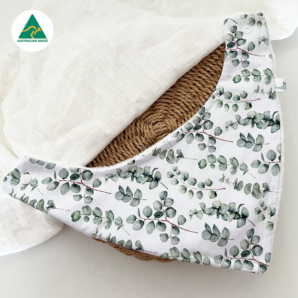 Large Eucalyptus Bandana Baby Bib - Smitten Bub Co.