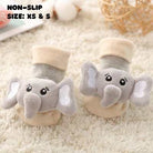 Elephant Cartoon Rattle Socks | Non - Slip Grip for Baby and Toddler - Smitten Bub Co.