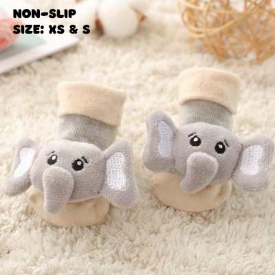 Elephant Cartoon Rattle Socks | Non - Slip Grip for Baby and Toddler - Smitten Bub Co.