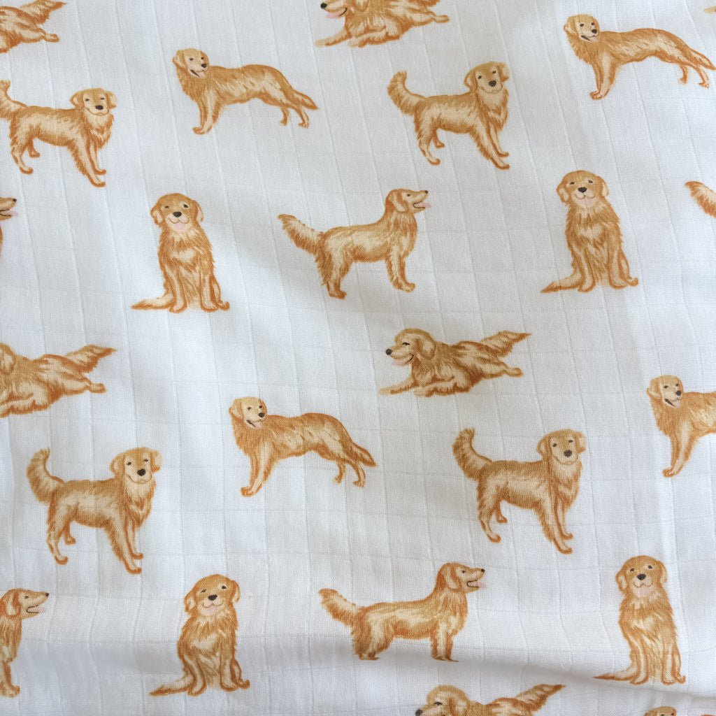 GOLDEN RETRIEVER | Bamboo Cotton Muslin Swaddle - Smitten Bub Co.