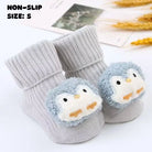 Grey Penguin Character Socks | Non - Slip Grip for Baby and Toddler - Smitten Bub Co.