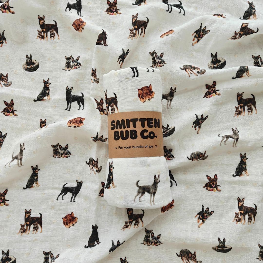 Kelpie Bamboo Cotton Muslin Swaddle - Smitten Bub Co.
