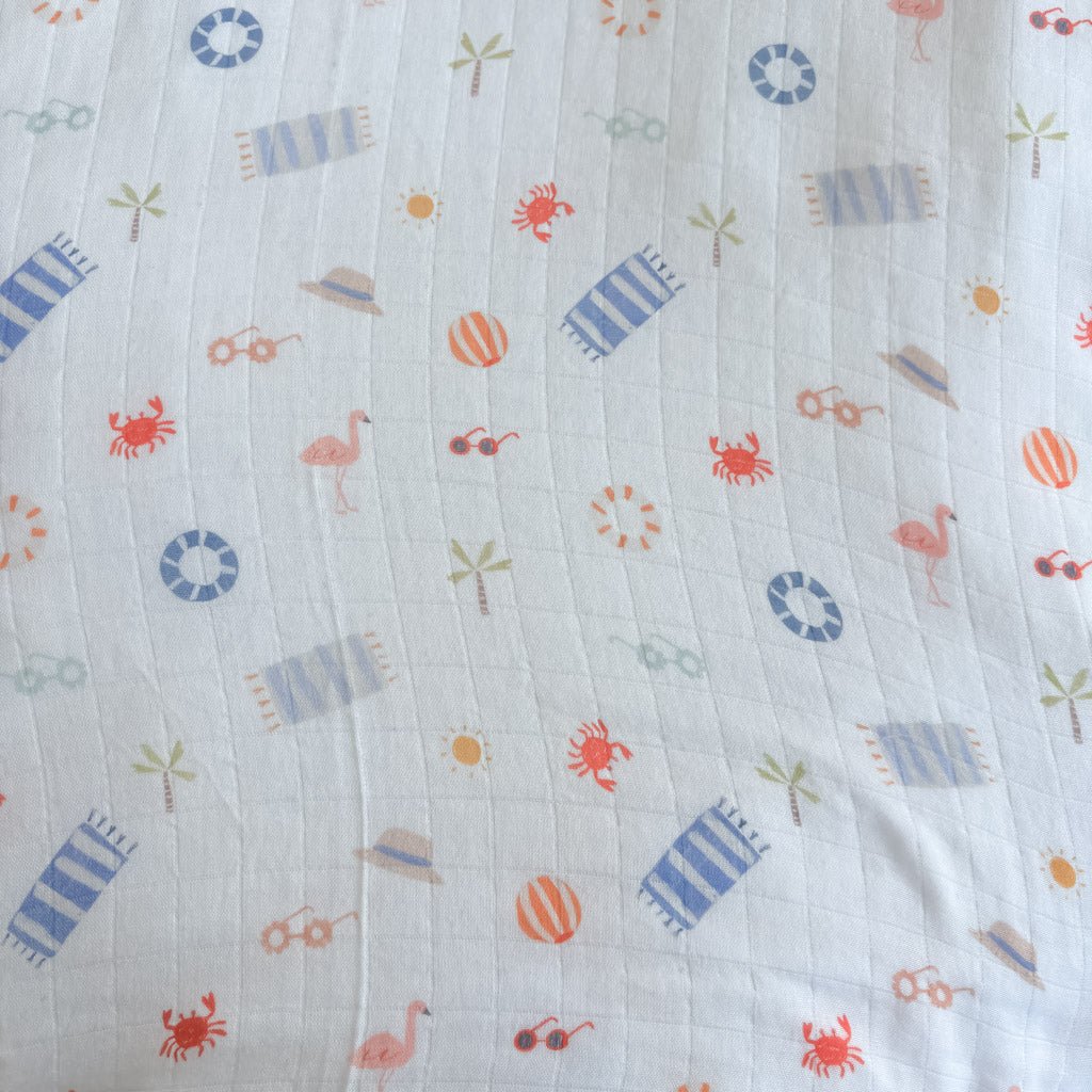 LIFE'S A BEACH | Bamboo Cotton Muslin Swaddle - Smitten Bub Co.