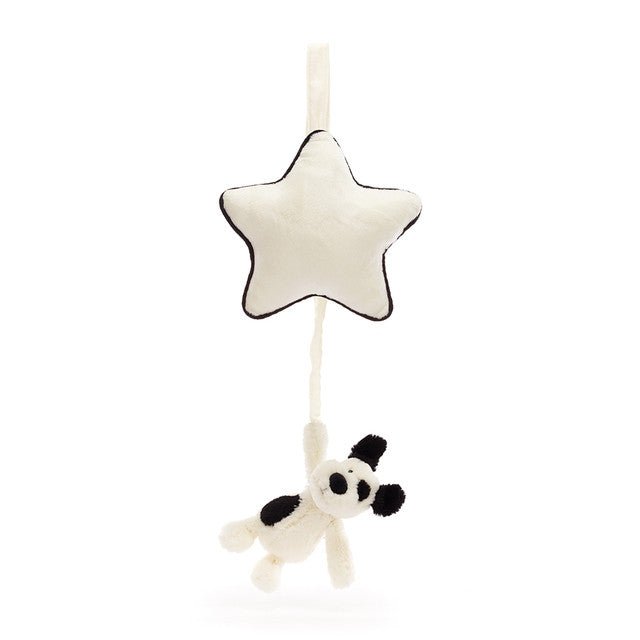 Jellycat Bashful Black & Cream Puppy Musical Pull - Smitten Bub Co.