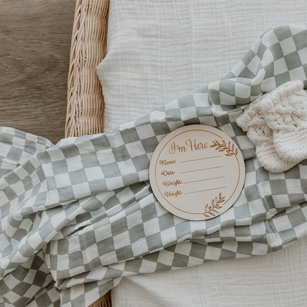 Grey Checkers Bamboo Cotton Muslin Wrap - Smitten Bub Co.