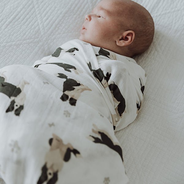 Border Collie Bamboo Cotton Muslin Wrap - Smitten Bub Co.