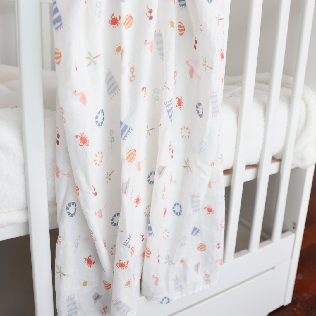 Life's a Beach Bamboo Cotton Muslin Wrap - Smitten Bub Co.
