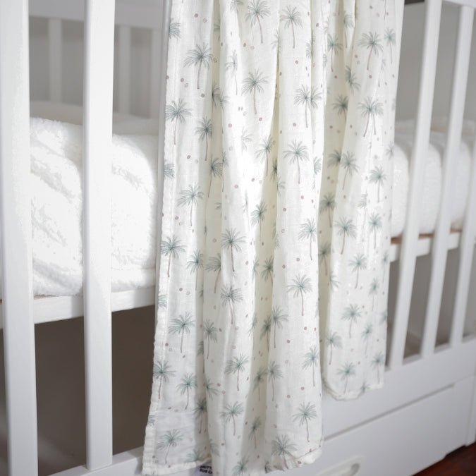 Palms & Coconuts Bamboo Cotton Muslin Wrap - Smitten Bub Co.