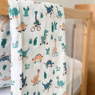 Dinos On The Move Bamboo Muslin Wrap - Smitten Bub Co.
