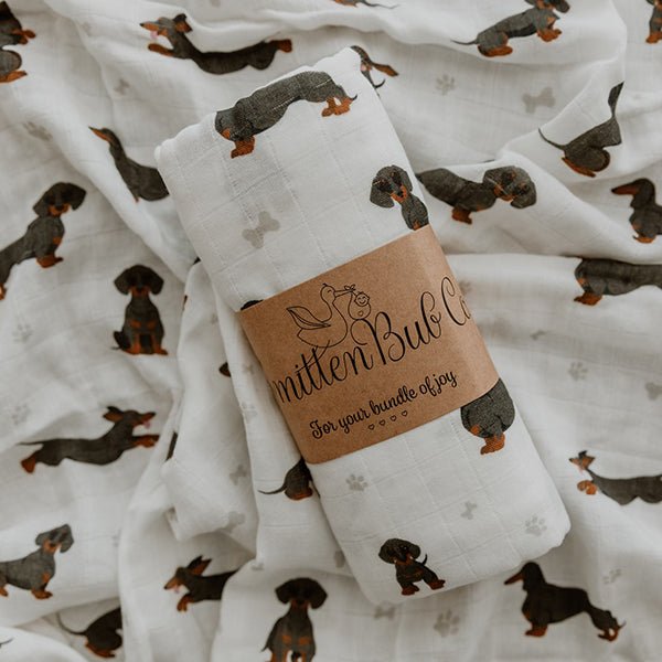 Dachshund Bamboo Cotton Muslin Wrap - Smitten Bub Co.