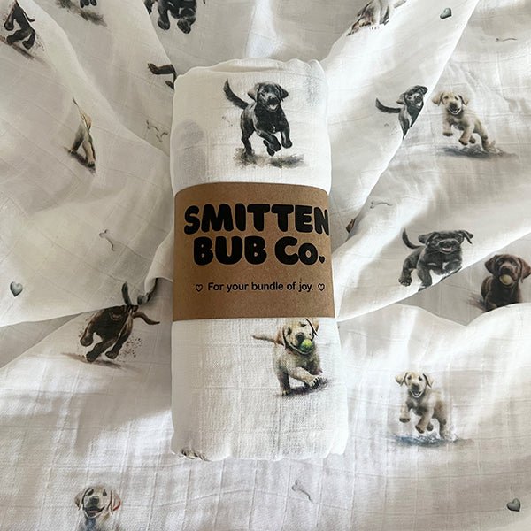Labrador Bamboo Cotton Muslin Wrap - Smitten Bub Co.
