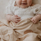Beige Rainbows Bamboo Cotton Muslin Wrap - Smitten Bub Co.