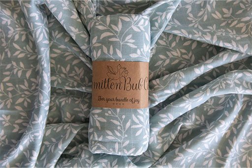 Olive Leaf Bamboo Cotton Muslin Wrap - Smitten Bub Co.