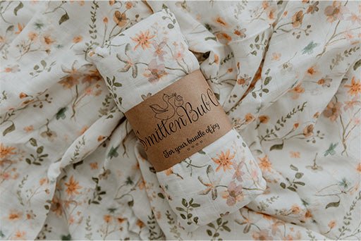 English Garden Bamboo Cotton Muslin Wrap - Smitten Bub Co.