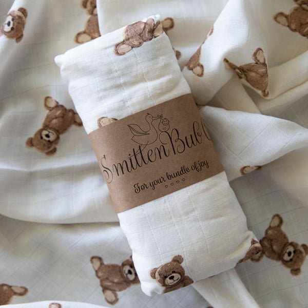 Teddies Bamboo Cotton Muslin Wrap - Smitten Bub Co.