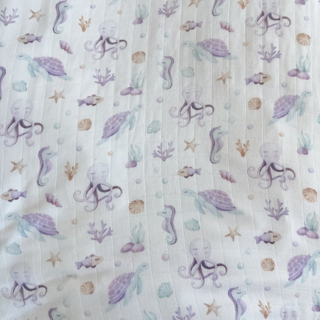 UNDER THE SEA, OCTOPUS & TURTLE | Bamboo Cotton Muslin Swaddle - Smitten Bub Co.