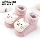Pink Cat Character Socks | Material Sole for Baby and Toddler - Smitten Bub Co.