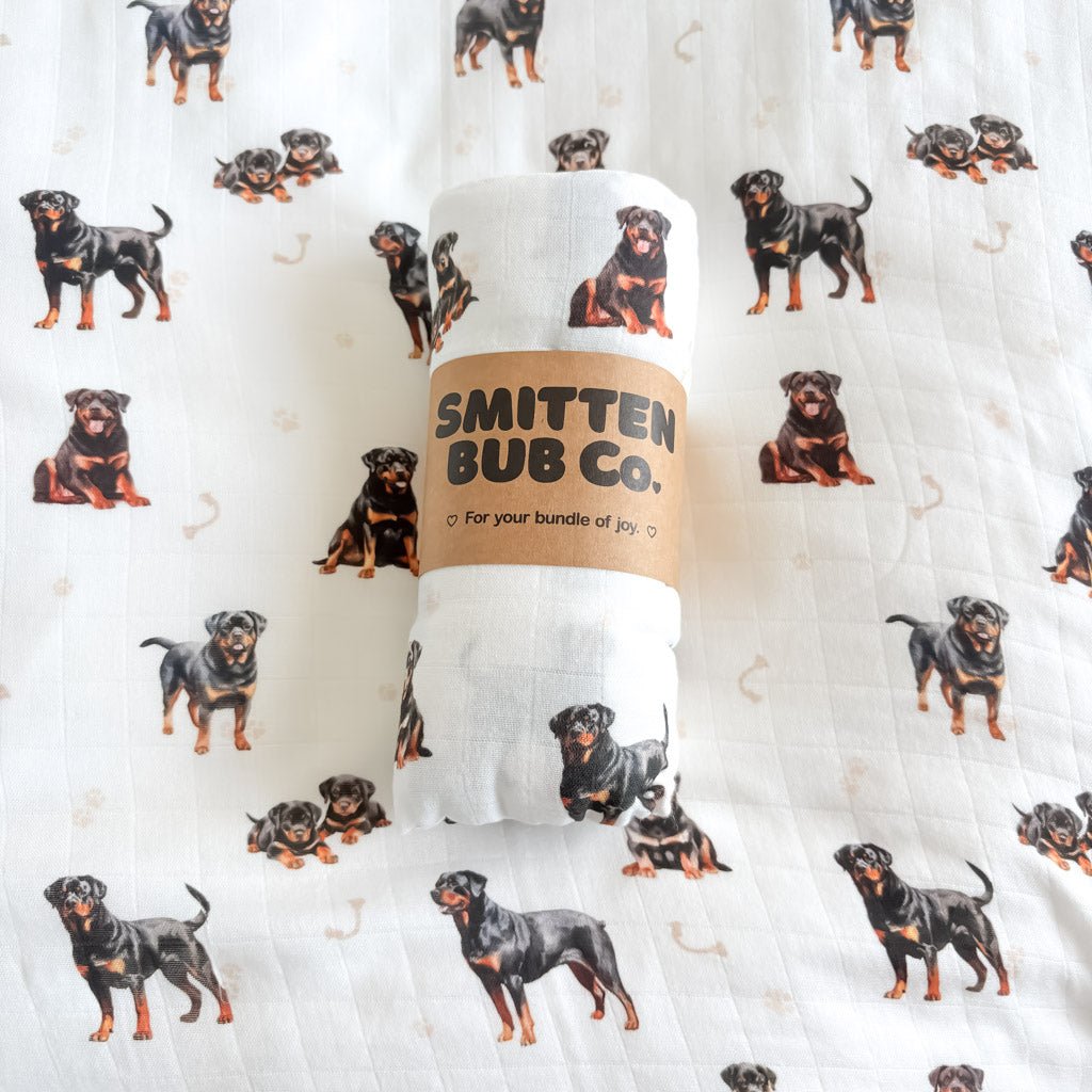 ROTTWEILER | Bamboo Cotton Muslin Swaddle - Smitten Bub Co.