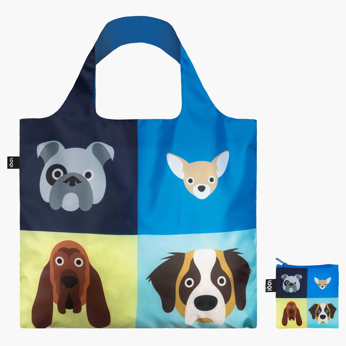 LOQI Recycled Foldable Shopping Bag - Stephen Cheetham Dog Print - Smitten Bub Co.