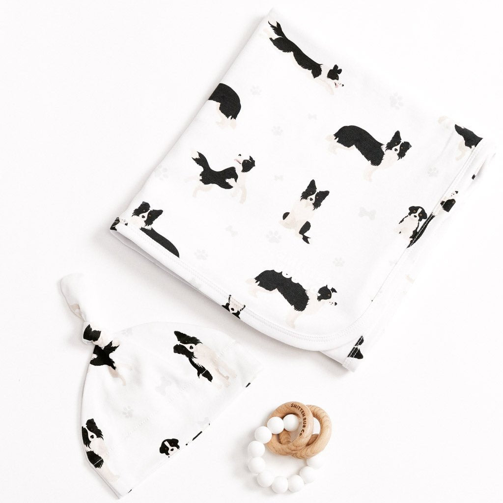 BORDER COLLIE | Jersey Swaddle Beanie Set - Smitten Bub Co.