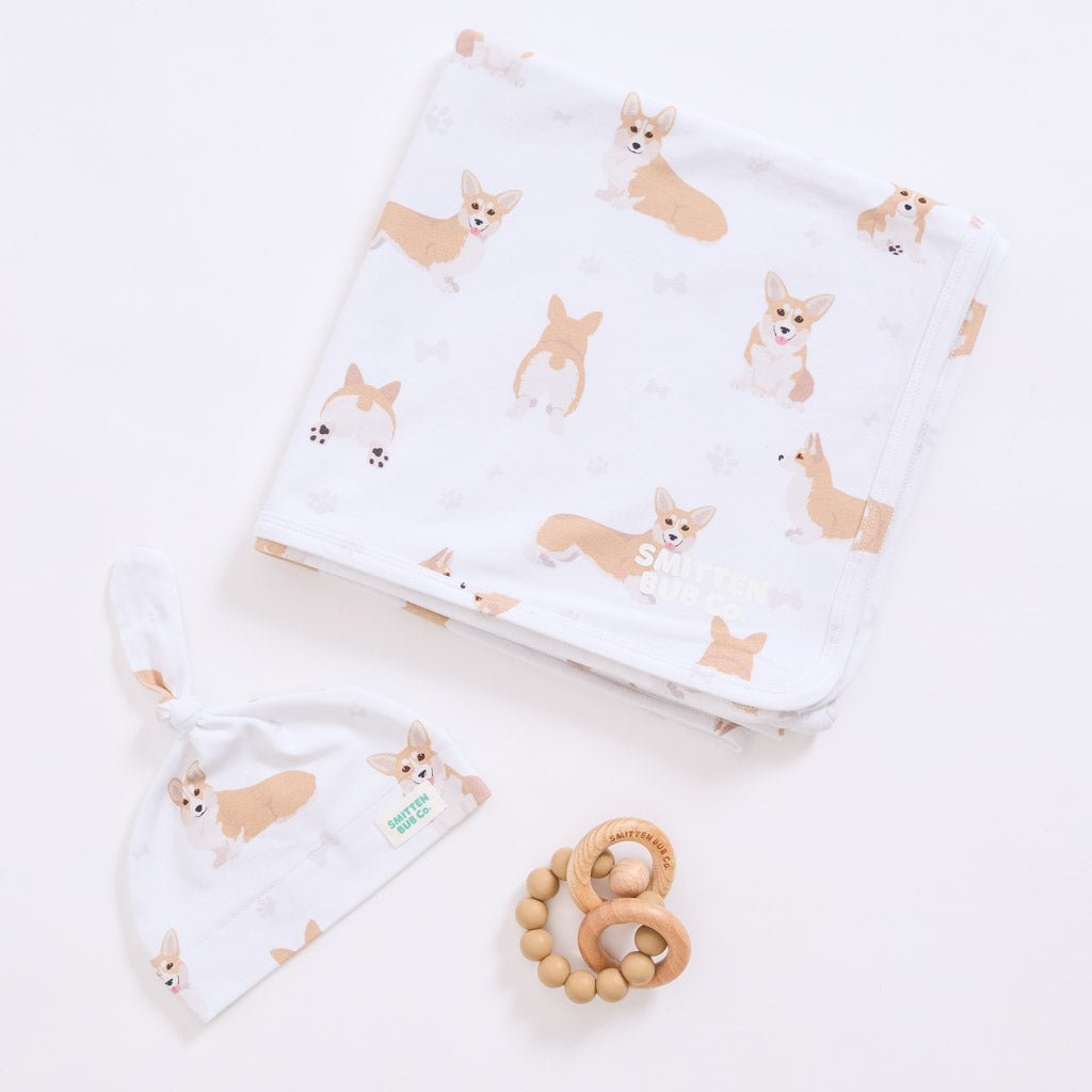 CORGI | Jersey Swaddle Beanie Set - Smitten Bub Co.