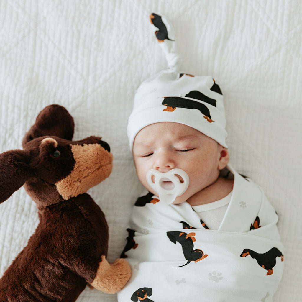 DACHSHUND | Jersey Swaddle Beanie Set - Smitten Bub Co.